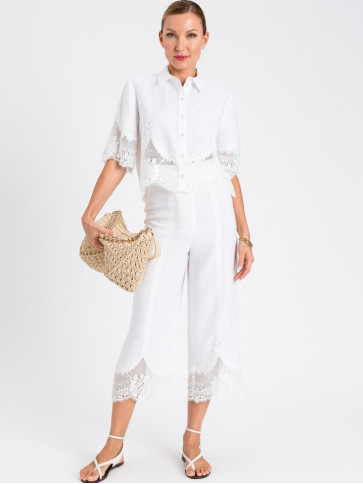 Штани з мереживом / Білий