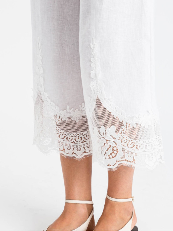 Штани з мереживом / Білий