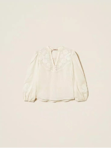 Блуза з вишивкою / Перламутр