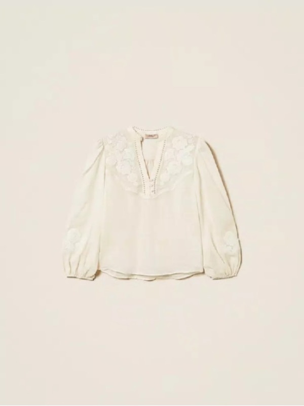 Блуза з вишивкою / Перламутр 261TT2291