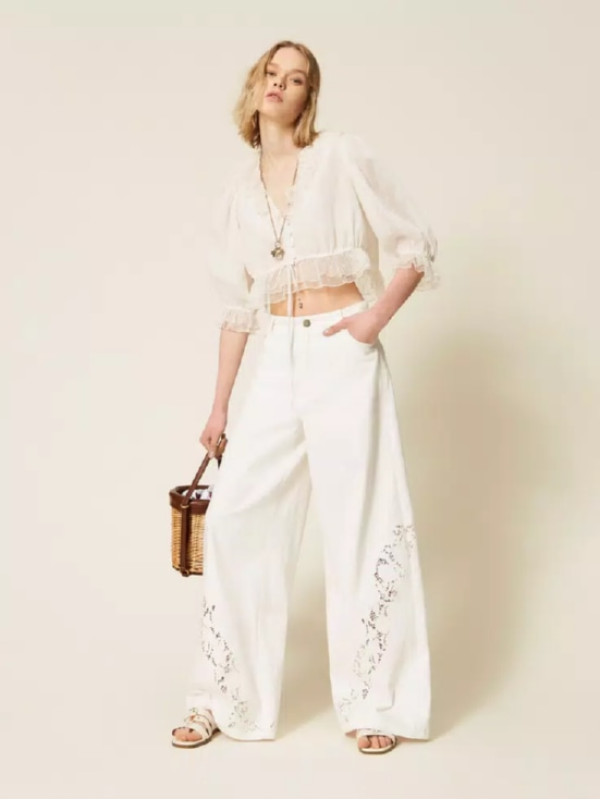 Джинси з вишивкою / Білосніжний 261TT2461