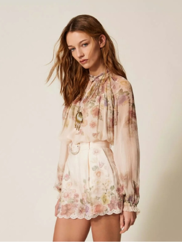 Блуза / Квіти пастельний кольорів 261TT2562