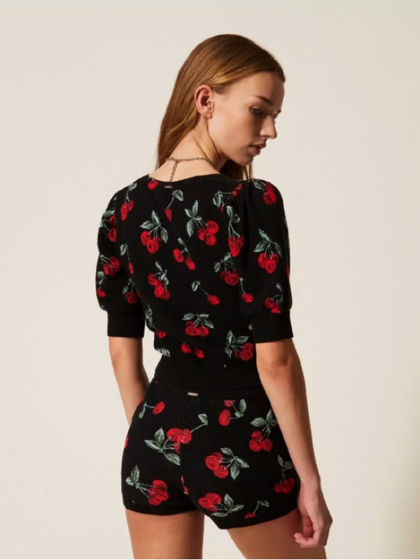 В'язані шорти / Вишні Чорний/Червоний 261TT3242