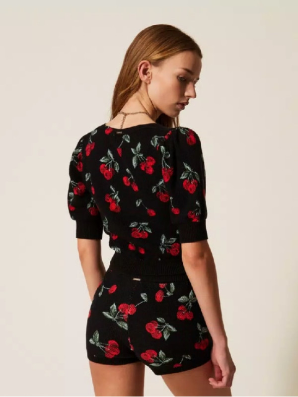 Светр з вишневим принтом / Вишні Чорний/Червоний 261TT3243