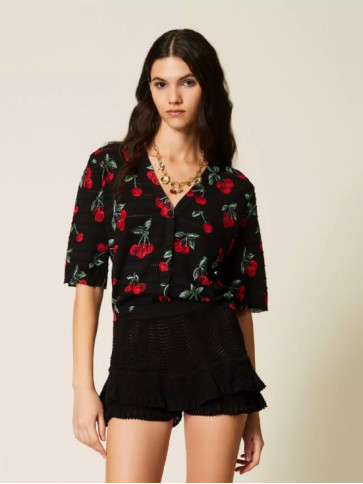 Кардіган / Вишні Чорний/Червоний