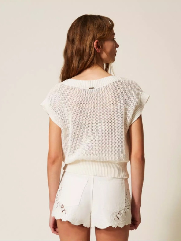 В'язаний топ з квітами / Пергамент 261TT3310